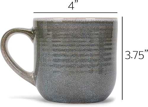 Miniatura 5 de Elanze Designs Ocean Teal Blue Glossy Reactive Glaze Juego de 4 tazas de café de gres de 17 onzas