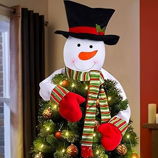 Christmas Tree Topper Snowman Hugger - Xmas/Holiday/Winter Wonderland Party Decoration Ornament Supplies