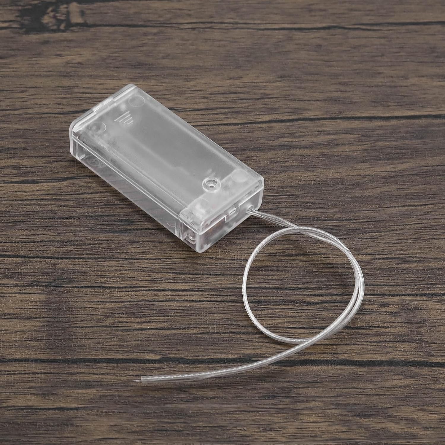 4pcs 2AA Battery Holder Box Case Transparent Enclosed Clear Battery Socket Holder with On/Off Switch Extension Wires Leads Spring Clip Socket Bundle Housing Transparent