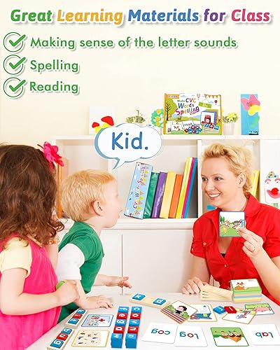 Miniatura 3 de Gojmzo Juegos de ortografía de palabras CVC de madera, actividades de aprendizaje de jardín de infantes preescolar, juguetes educativos Montessori,