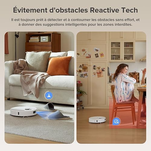 roborock QV 35A Set Aspirateur Robot Laveur, 8000Pa HyperForce, Station Multifonctionnelle, Serpillière Rotative 200 TR/Min & Relevable 10mm, Anti-enchevêtrement, Évitement d'obstacles, Cartographie - 6