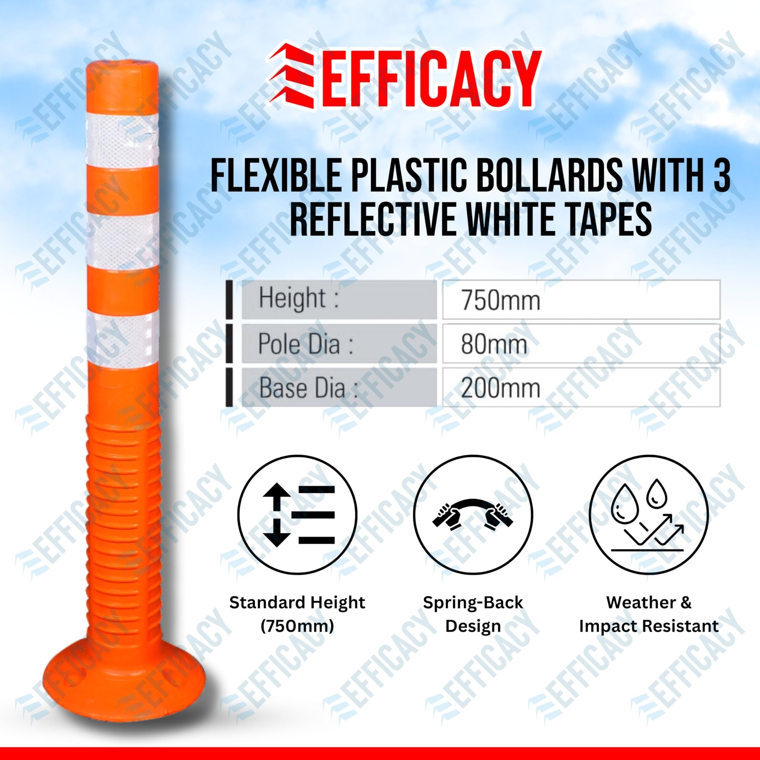 Efficacy Flexible Spring Post Safety Barriers – Pack of 2 | High