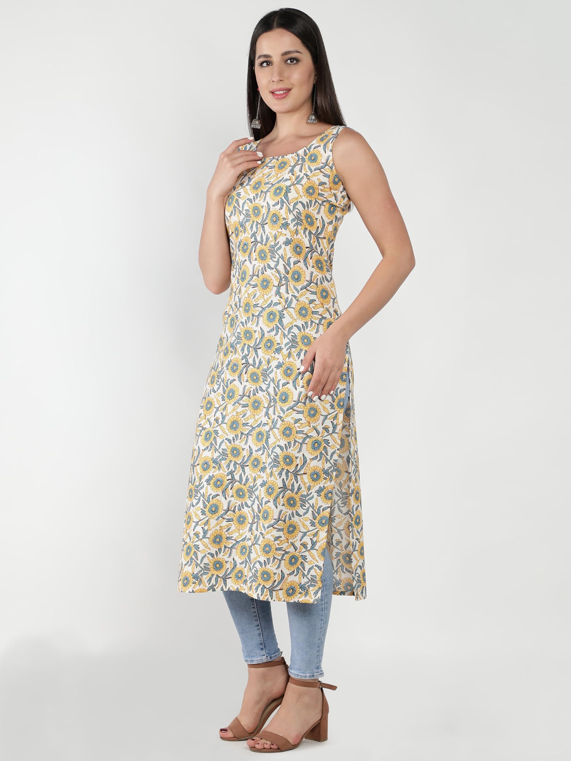 Patlani Women's Micro Crepe Full Stitched Kurti. Cream