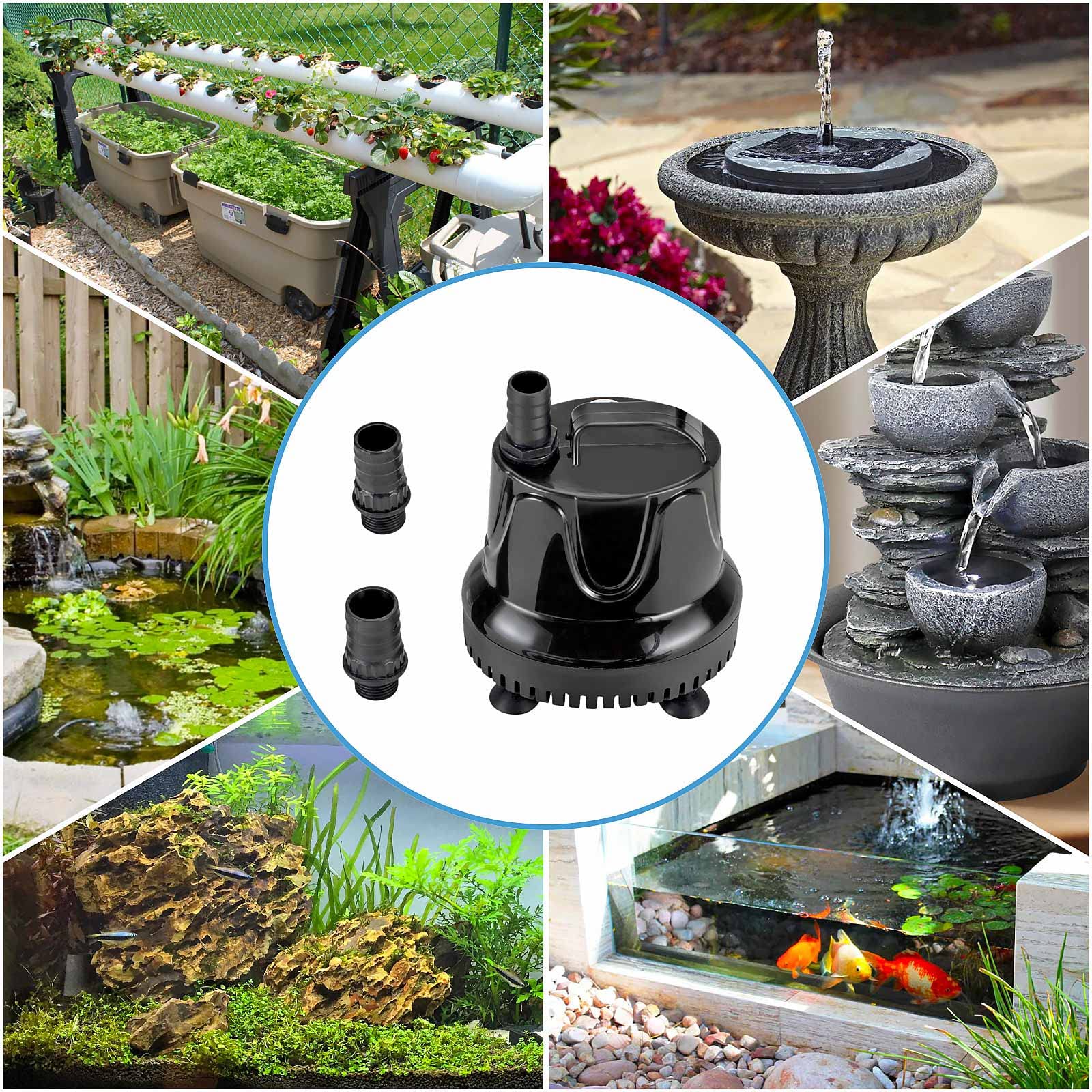 hygger Pompe à eau Pour Aquarium, 800 L/H 18W Ultra Silencieuse Mini Pompe à eau Submersible Avec 2 Buses Pour étang, Fontaine, Aquarium, Jardin
