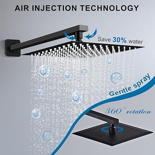 Miniatura 3 de Juego de grifo de ducha de 10 pulgadas, sistema de ducha totalmente metálico con manguera de 60 pulgadas, cabezal de ducha de lluvia con combo de