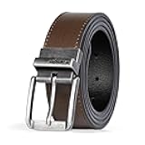 Mens Reversible Leather Belt, Brown Black Casual Waist Belt, One Size, Cut For Fit