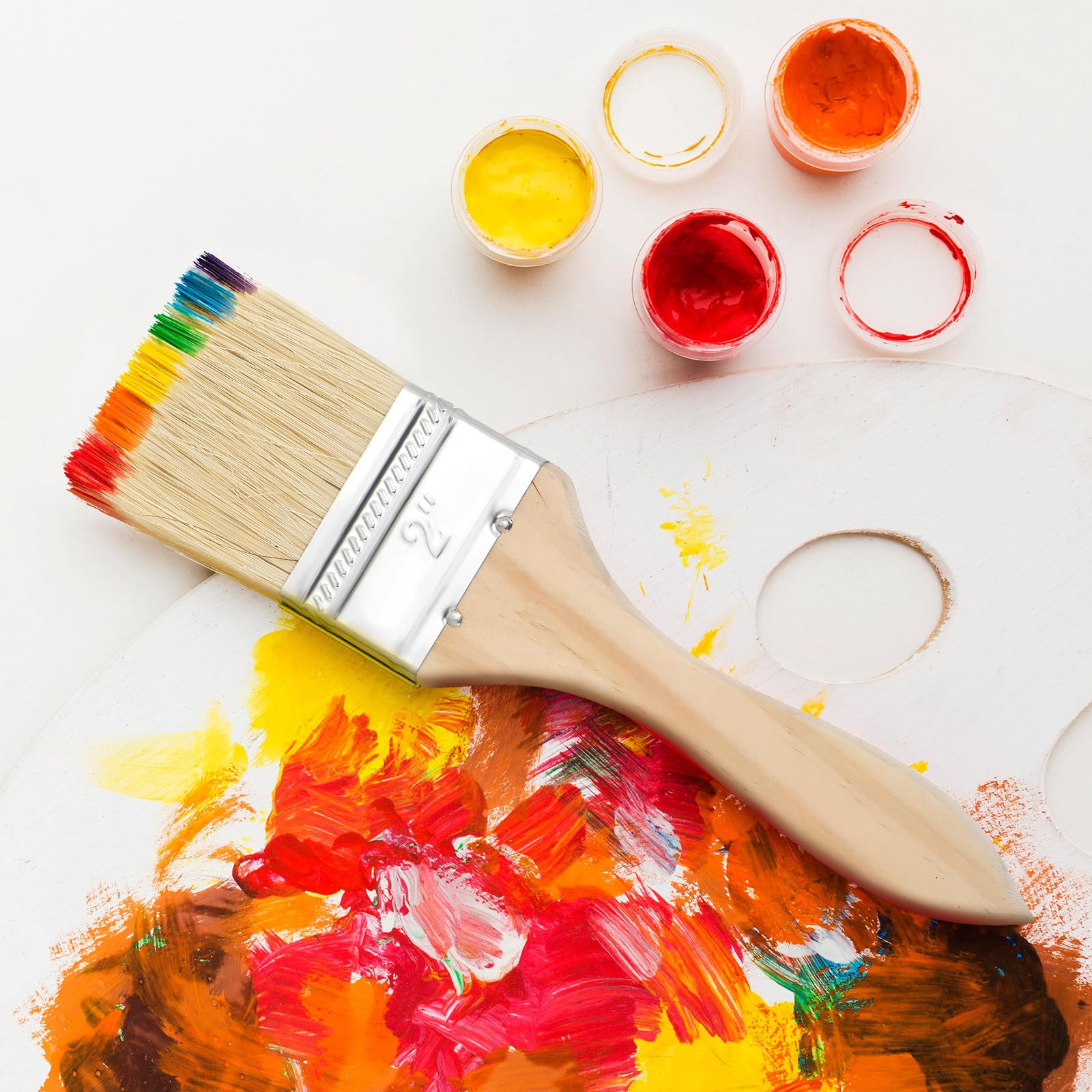Lurrose 30pezzi Pennelli Con Manico in Legno Per Pittura Pennello Piatto Per Vernice Su e Recinzioni Per Interni Ed Esterni