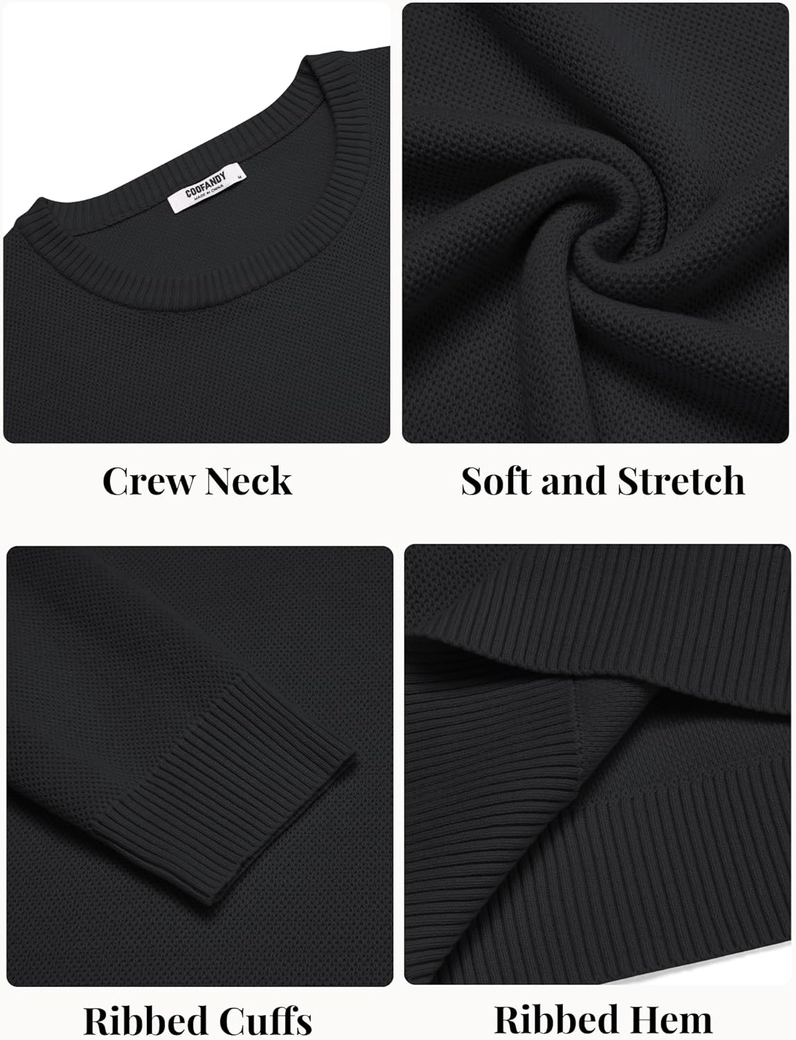 COOFANDY Mens Crewneck Sweater Slim Fit Lightweight Knit Pullover Casual Dress Crew Neck Pullover Sweaters - Image 5