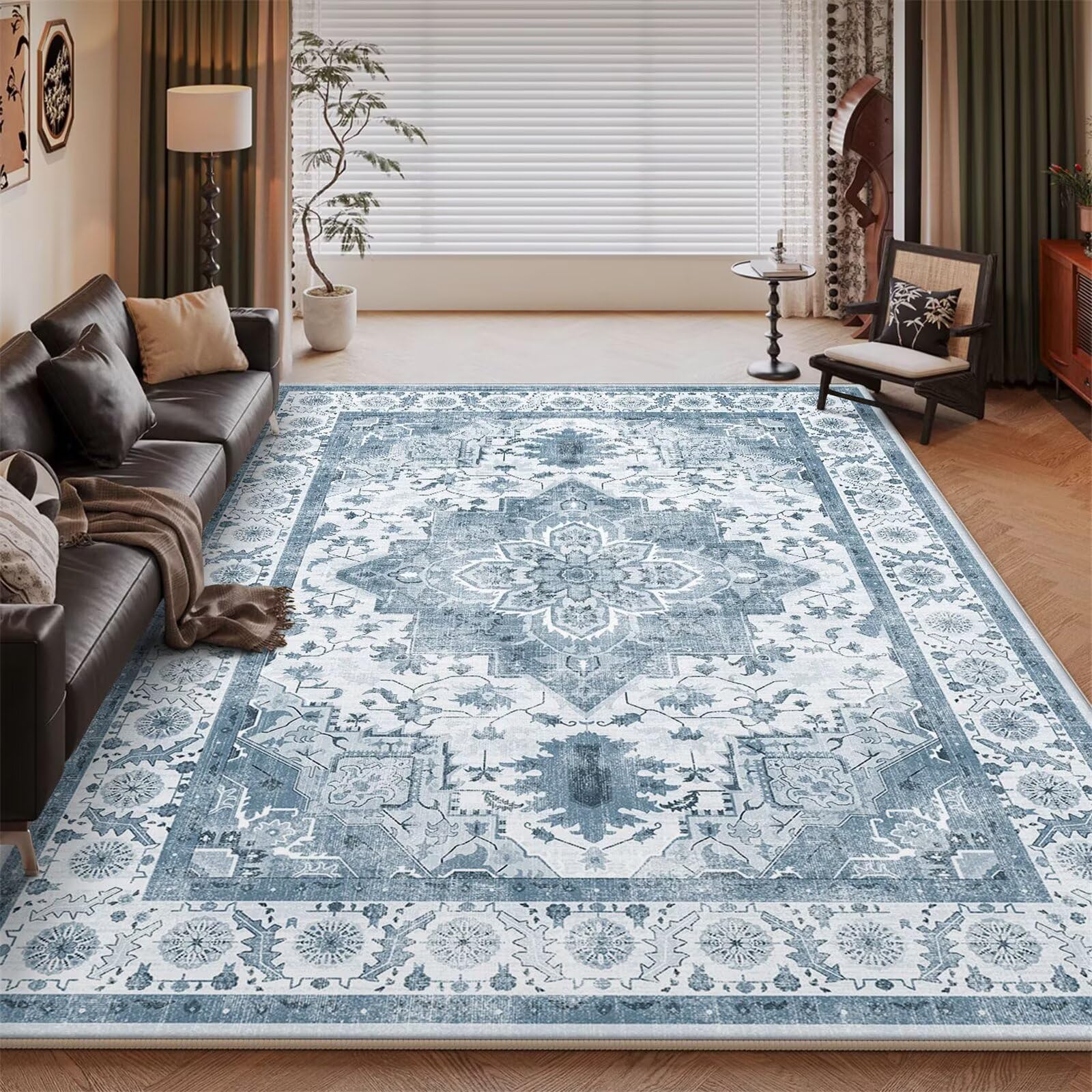 Tapis intérieur entrée retro-blumen bleu 80x120cm pour la déco