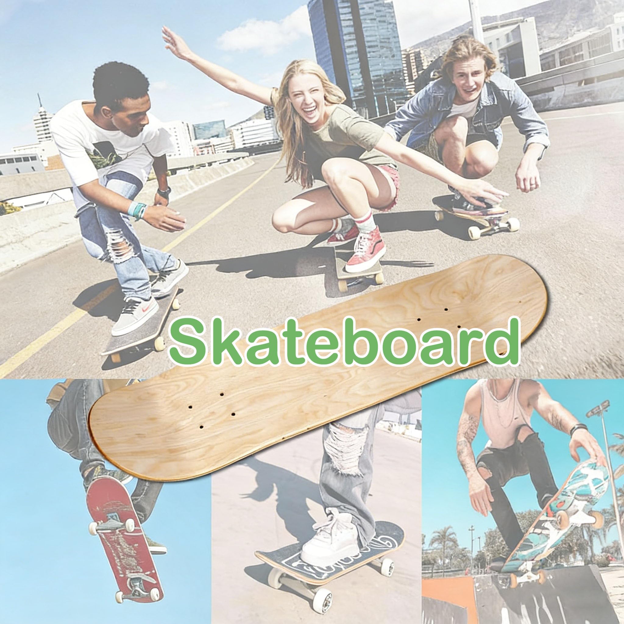 uyoyous 2 Stück Blank Skateboard Decks, 7-lagiges Ahorn Skateboard Deck, konkaves Skateboard für Kinder, Erwachsene, Mädchen, Jungen, Anfänger und Profis, 79x20cm