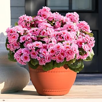 Waipfaru 6 Pcs Artificial Fake Flowers for Outdoors, Silk Geraniums Pink Flower, UV Resistant Outdoor Faux Plants for Garden Porch Planter Patio Balcony Yard Indoor Home Decoration6, Pink