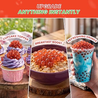 BOBAVida Fruit Punch Popping Boba Pearls (10 Pack with Straws) - Bursting Fruit Boba Pearls for Bubble Tea - Gluten, Soy & Dairy-Free - No Corn Syrup or Preservatives, Long Shelf Life