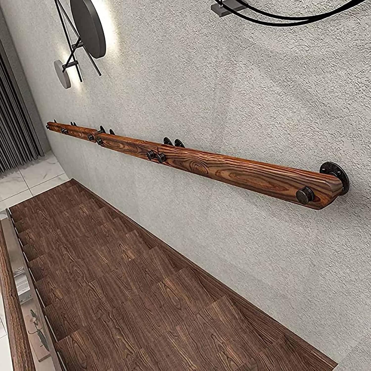 MObyat Handrail, 30-600cm Wood Handrail Non-Slip Stair Handrail Wall Mounted Stair Railing Rustic Staircase Handrail Home Interior Loft Against The Wall Elderly Handrail (Color : OneColor