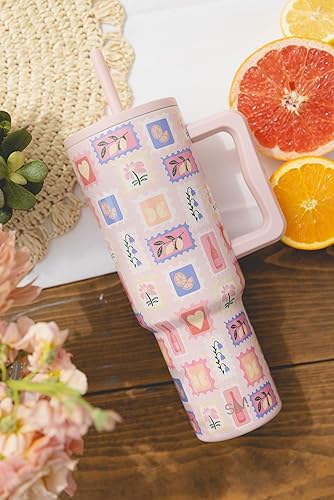 Miniatura 163 de Simple Modern Colección Trek Vaso de 40 fl oz con asa y tapa con popote, botella de agua reutilizable de acero inoxidable, aislada, de viaje, apta