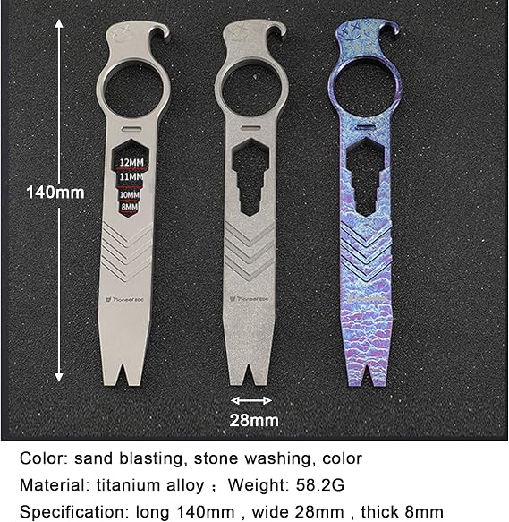 Edc Pry Bar,Titanium Multitool,Pocket Prybar,Bottle Opener Keychain, Nail Puller Pry Bar,Small Pry Bar for Men Gift (Stone Wash)