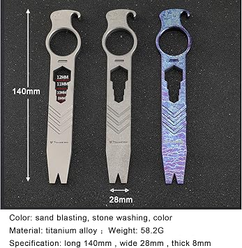 Edc Pry Bar,Titanium Multitool,Pocket Prybar,Bottle Opener Keychain, Nail Puller Pry Bar,Small Pry Bar for Men Gift (Stone Wash)