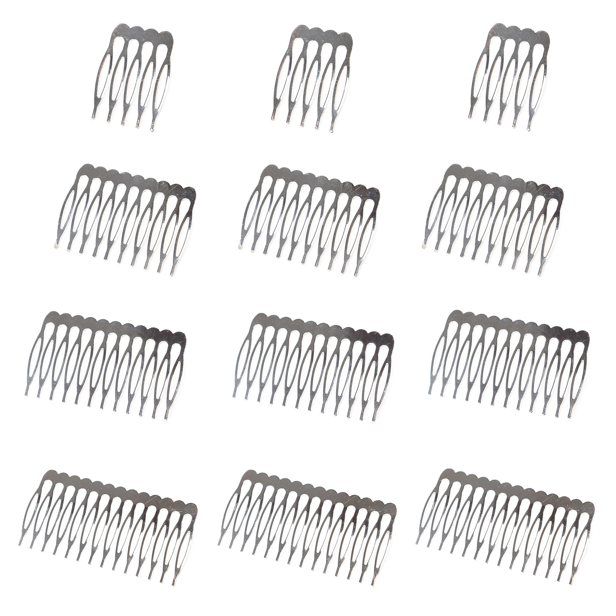 12pcs Peineta Para Velo De Novia 5, 10, 12, 14 Dientes Peine Lateral Para El Cabello Diy Metal Peine Del Pelo Dientes Nupciales Peine Alambre Accesorios Para Tocado Para Niñas y Mujeres