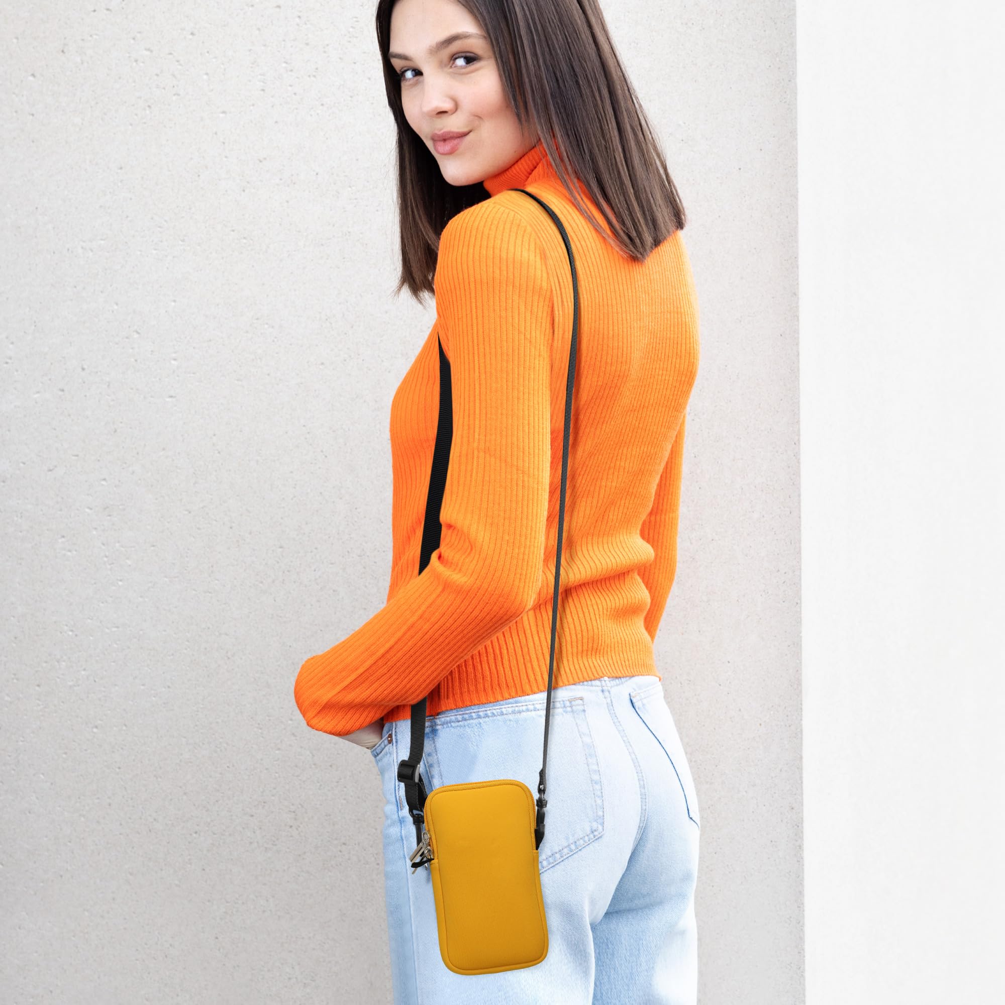 Custodia In Feltro Con Zip E Tracolla Per Smartphone, Borsa Porta Cellulare A Cuore, Universale Per IPhone, Samsung, Xiaomi
