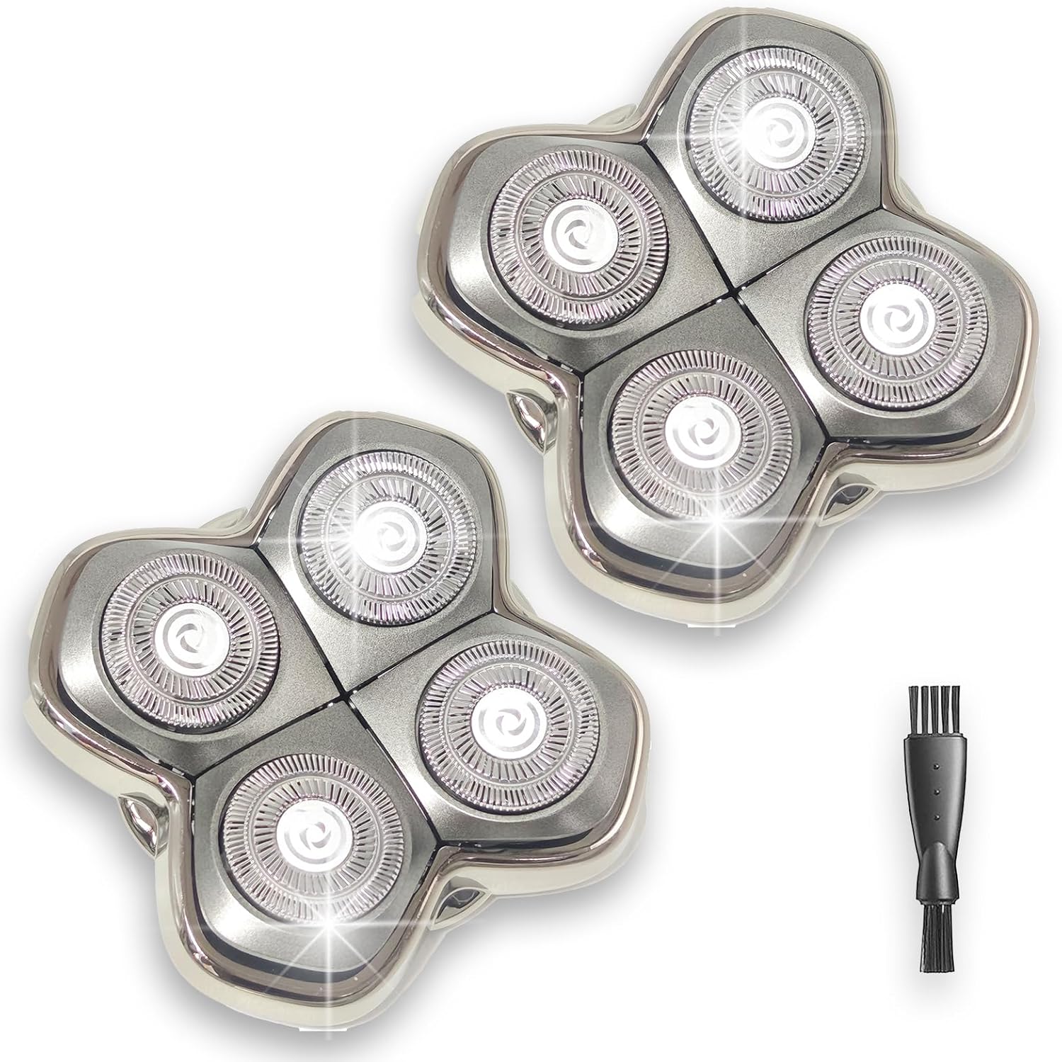 2 Pack 4-Shaver Replacement Heads for Skull Pitbull Series, Palm & Butterfly Kiss, Electric Head & Face Shaver Refills with 1 Cleaning Brush