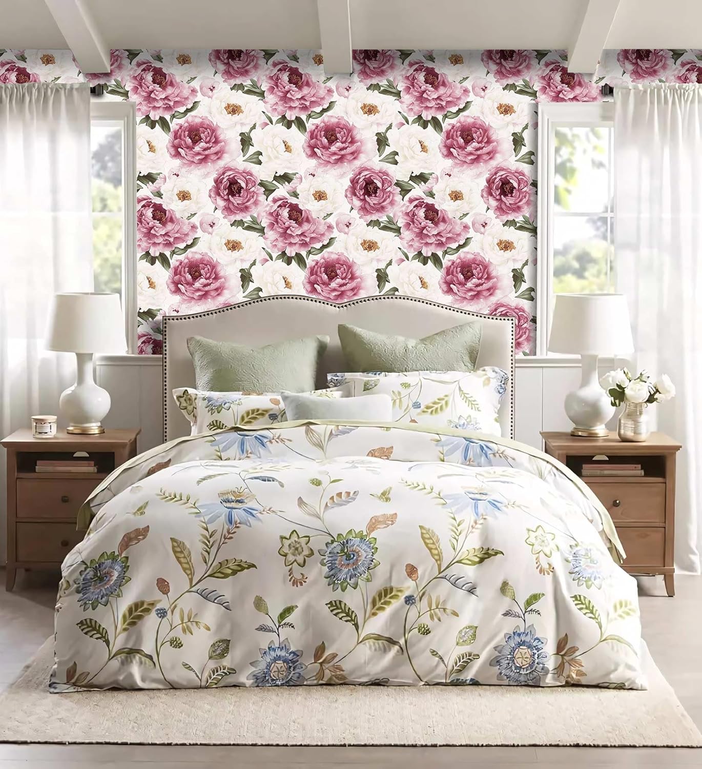 Pink Big Floral Wallpaper – Peony Flower Peel and Stick Wallpaper for Home Decor | 17.7" x 118", Self-Adhesive, Waterproof Vinyl