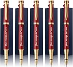 Ancolo Ensemble cadeau de bureau de stylos personnalisés - 5 Stylos à gants 10 extra Black Recharges Corps en métal gravé avec votre message Noms personnels Numéro de téléphone, Cadeau pour les Affaires Bureau Colleague Amis