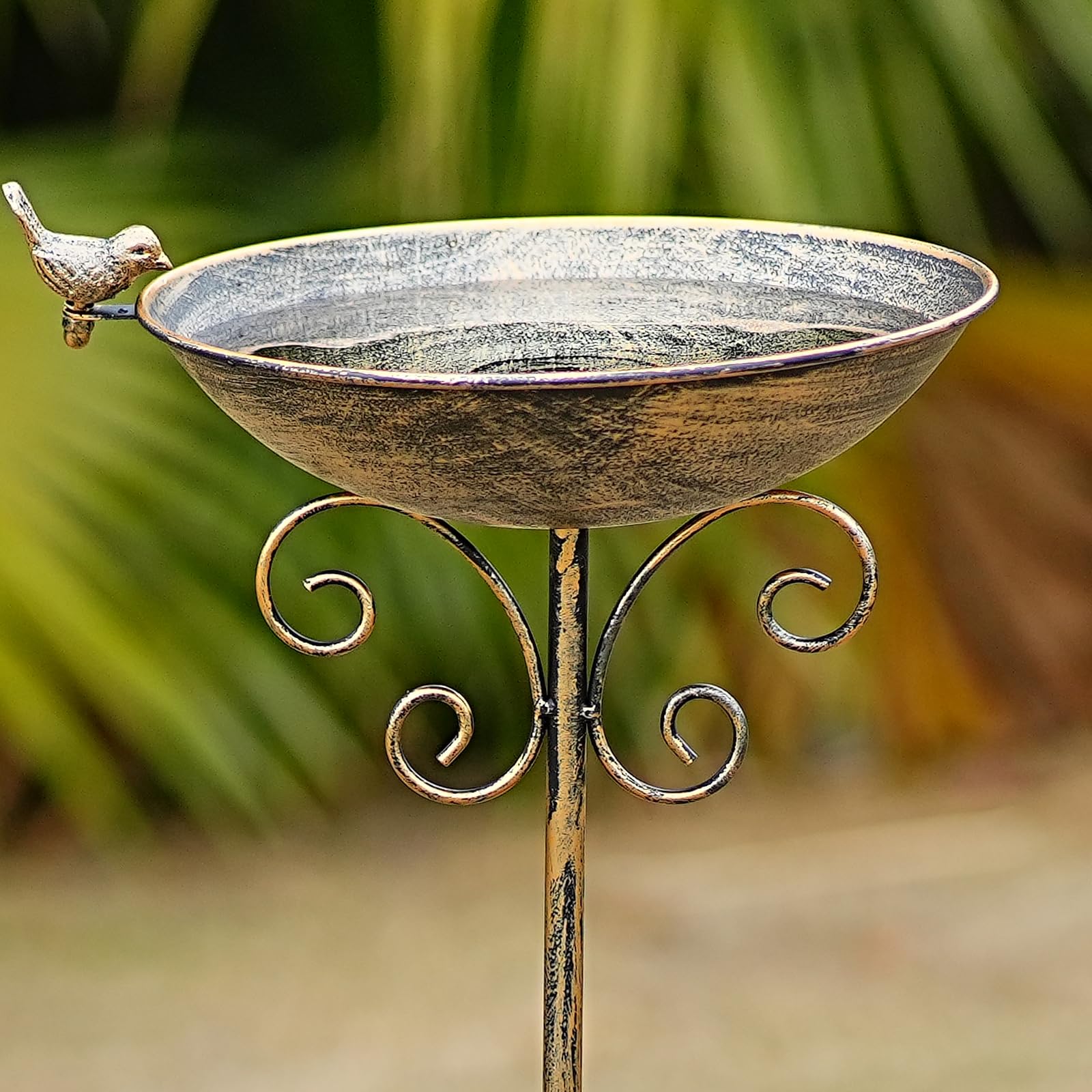 HOUYANG Vogeltränke für den Außenbereich, Metall, Vogeltränke, Vogelfutterstation mit Metallpfahl, Gartendekoration, 91,4 cm