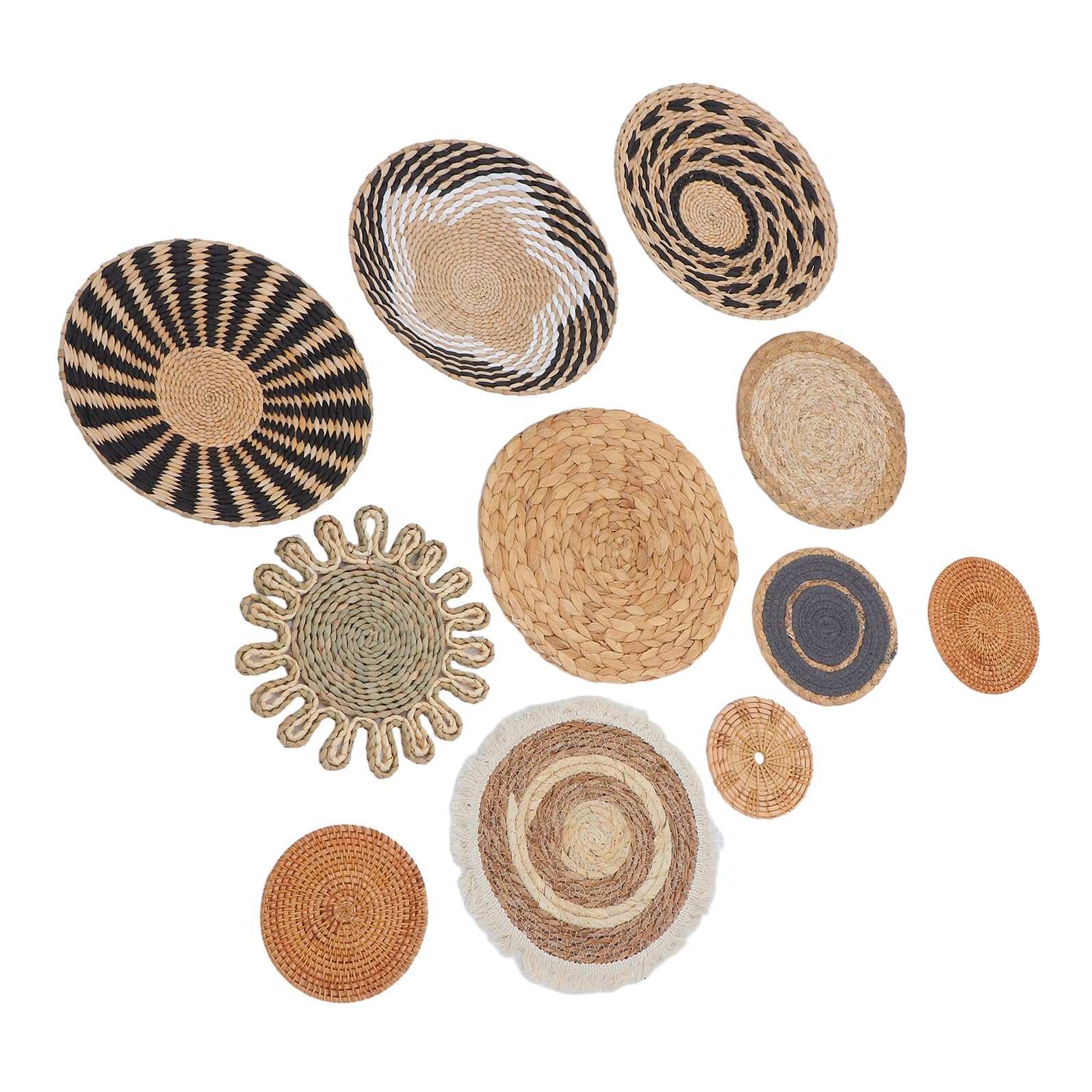 Paniers muraux ronds en osier tissé main pour une décoration murale haut de gamme