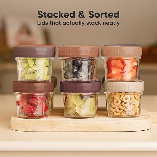 Miniatura 7 de KeaBabies Paquete de 12 recipientes de vidrio para alimentos para bebés, 4 onzas, a prueba de fugas, recipientes de almacenamiento de alimentos para