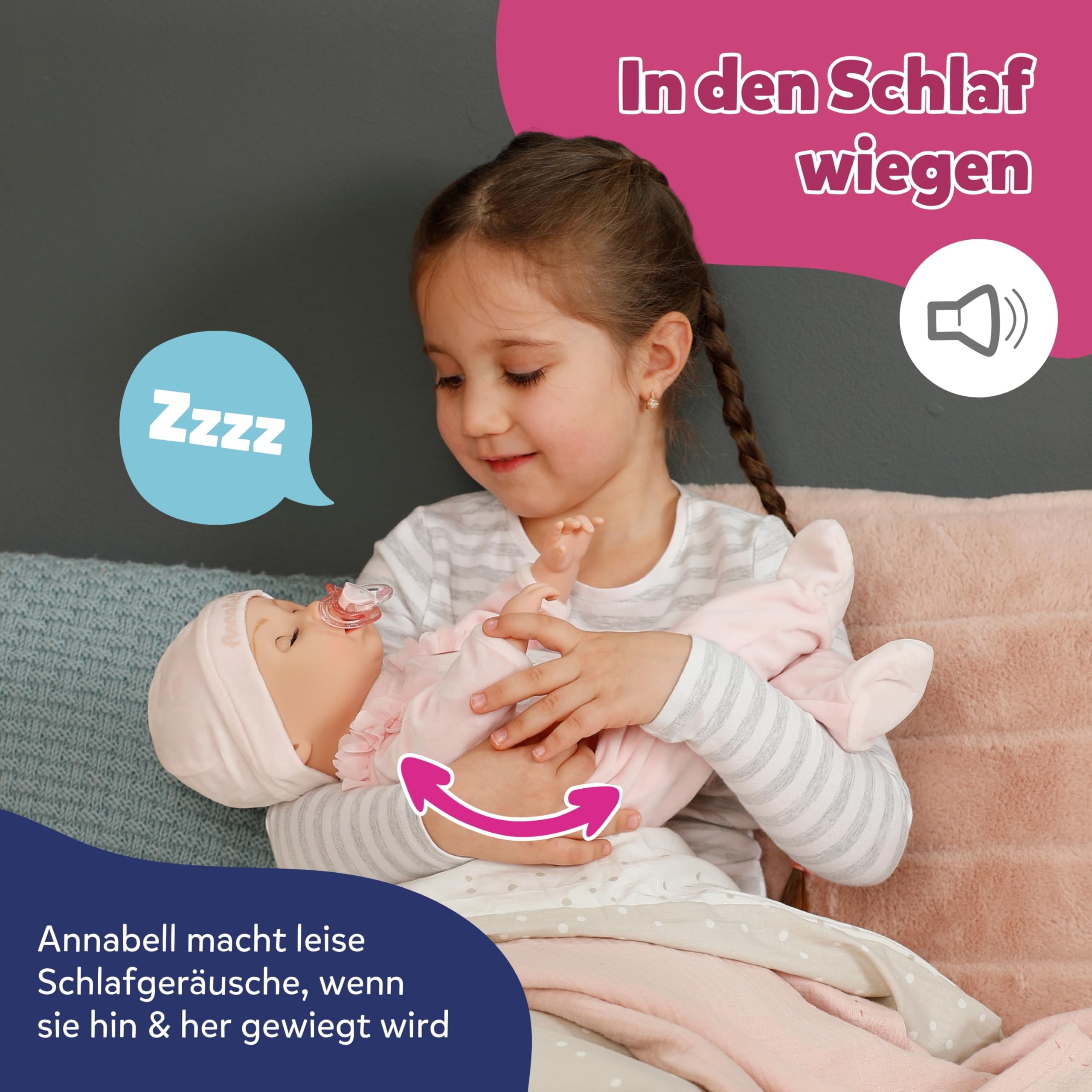 BABY Born Annabell 43 cm - Weiche Babypuppe mit 7 elektronischen Funktionen & Sound - Geeignet für Kinder ab 3 Jahren - Puppe inkl. Zubehör - Benötigt Batterien