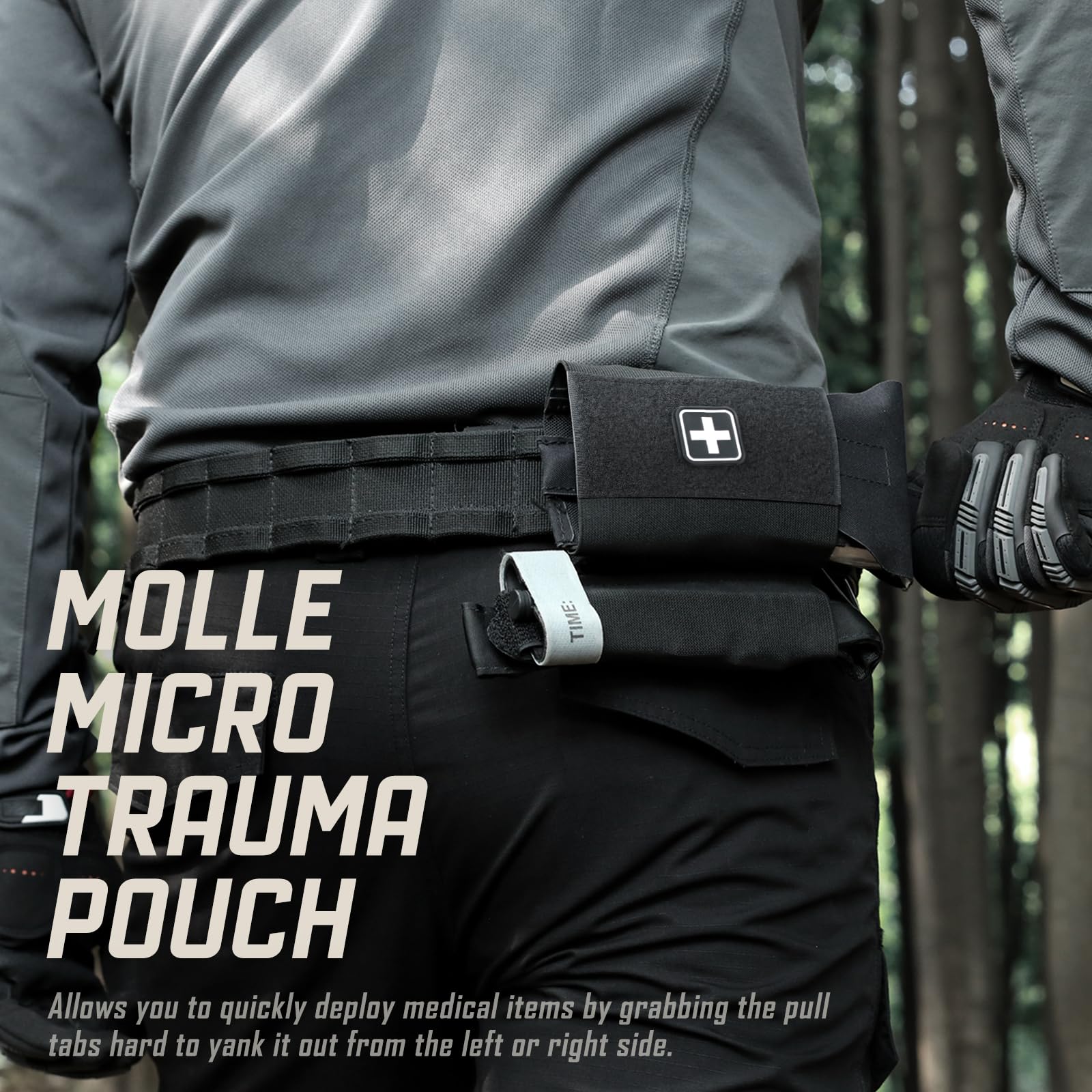 LIVANS Molle IFAK Micro Pochette de traumatisme, Ceinture Tactique de Premiers Secours IFAK Sac médical EMT Survie d'urgence Petite Pochette Portable EDC avec hamac Garrot pour Ceinture de Service