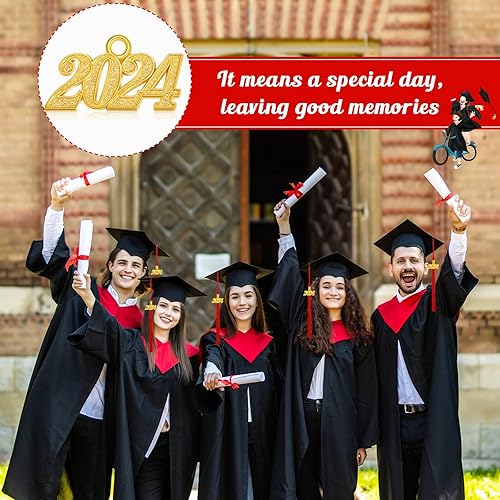 Miniatura 4 de 60 dijes para graduación con borla de graduación, dije de borla de oro con caja de almacenamiento para hacer joyas, bricolaje, collar, pulsera,