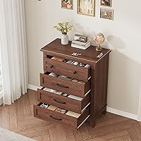Vista 4 de GarveeHome 4 Dresser for Bedroom, 34.8 in Tall Vertical Drawer Dresser with Large Storage, Freestanding Wooden Closet Chest for Bedroom, Living