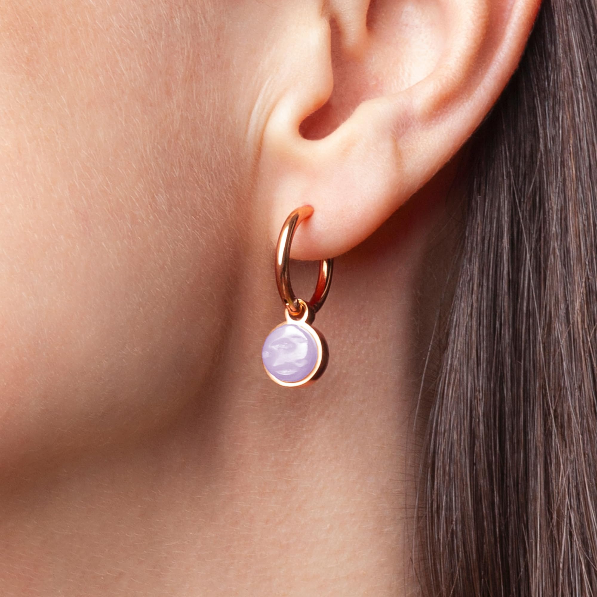 Roségold Ohrringe Creolen mit Anhänger Edelstahl Ohrhänger nickelfrei wasserfest Ø 16 mm