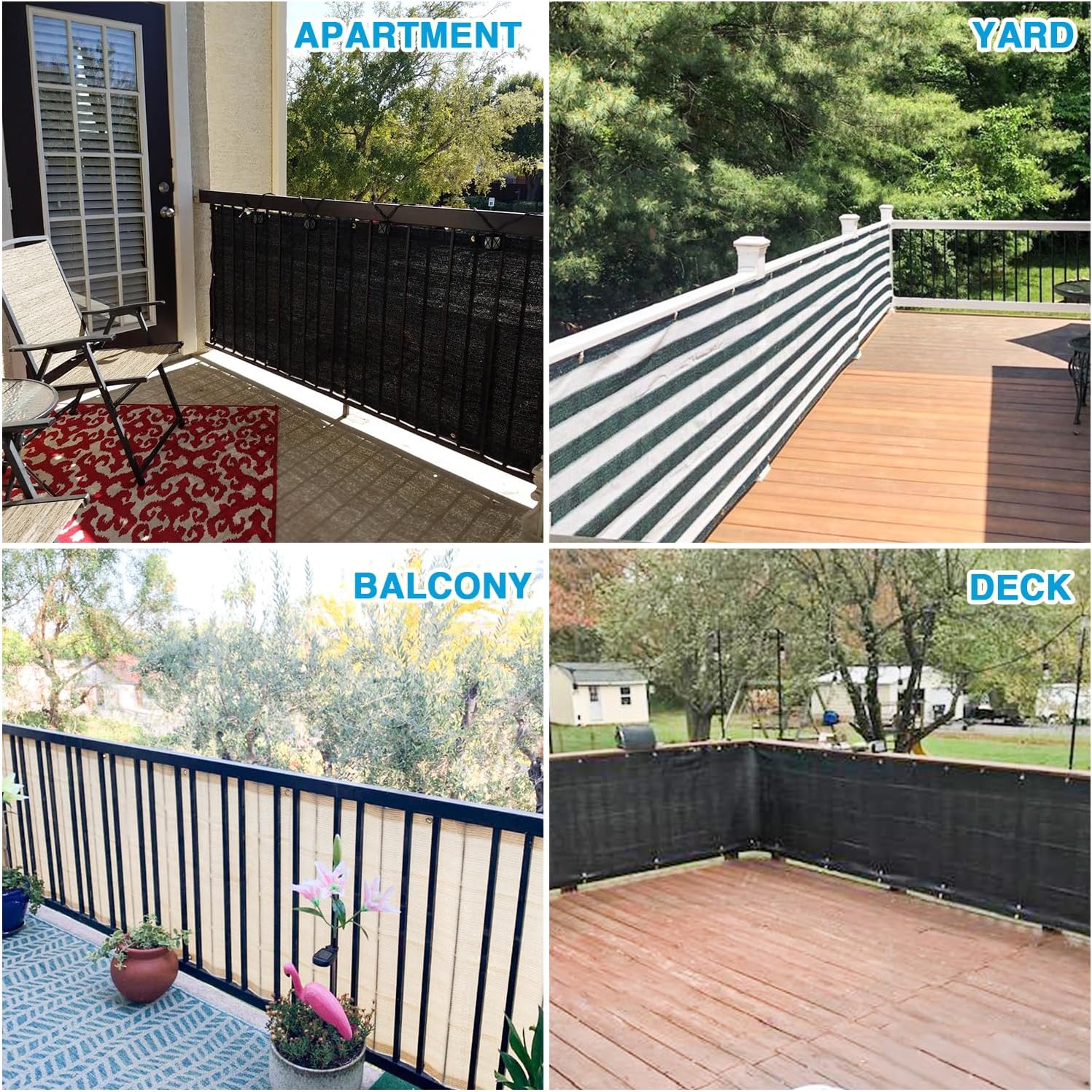 Patio 2.5' x 50' Balcony Privacy Screen Apartments Railing Cover, 30 inches Mesh Screens with Zip Ties for Outdoor Privacy Fence, Deck Backyard Temporary Porch Fencing, Gray