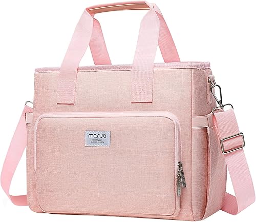 MOSISO Lonchera térmica para mujeres y hombres, bolsa térmica para el trabajo, picnic, senderismo, lonchera portátil con bolsillo frontal y correa