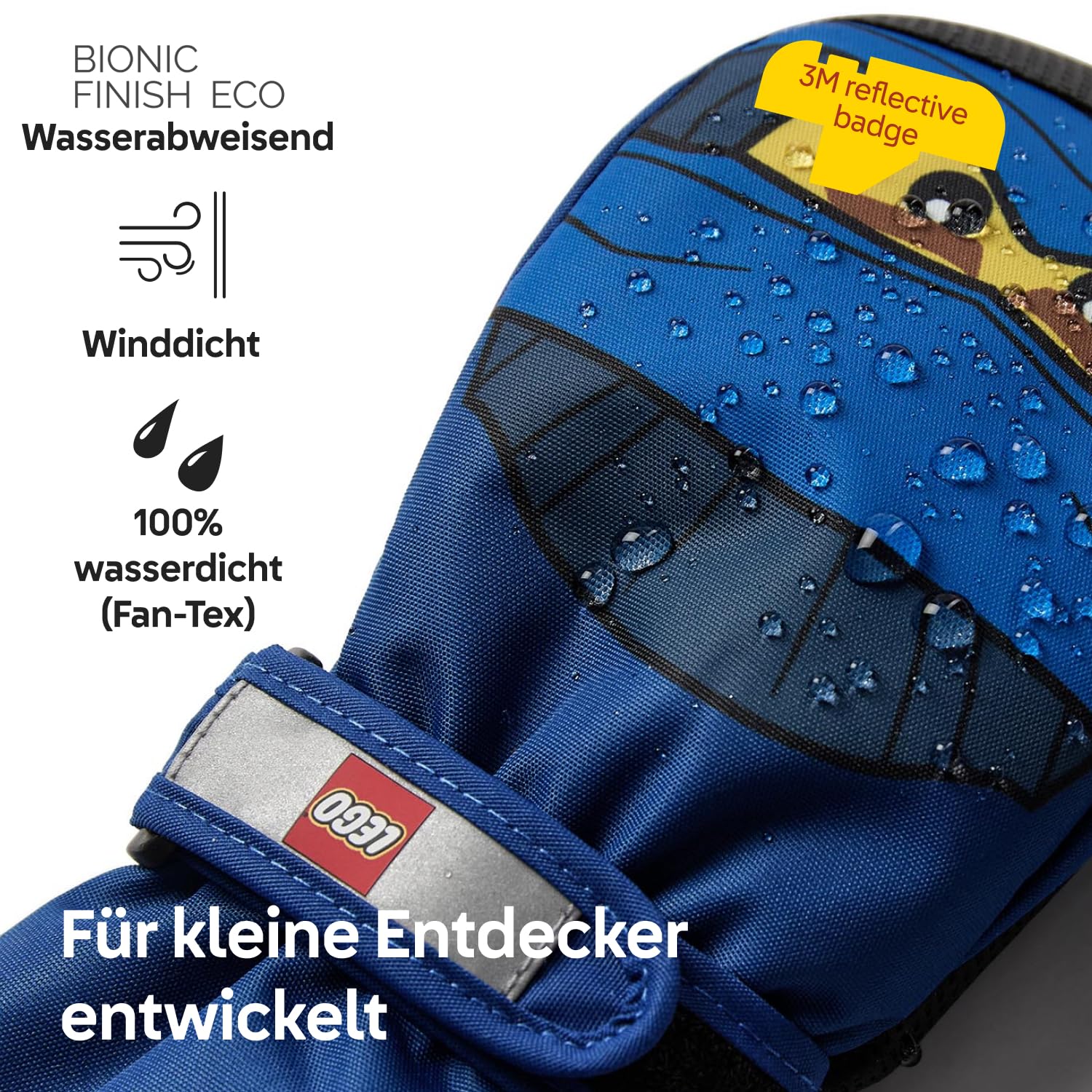 Kabooki LEGO® NINJAGO® Winterfäustlinge für Jungen und mädchen - Wasserdicht & Winddicht mit Thinsulate-Isolierung | Anti-Rutsch-Grip, Sicherheitsschnalle & 3M Reflektoren