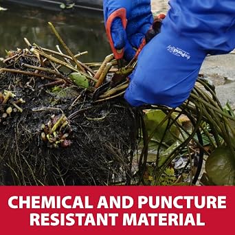 The Pond Guy Aqua GlovesChemical- & Puncture-Resistant Long-Length Waterproof Heavy Duty Reusable Pond Work Gloves, Latex-Free Hand & Arm Protection