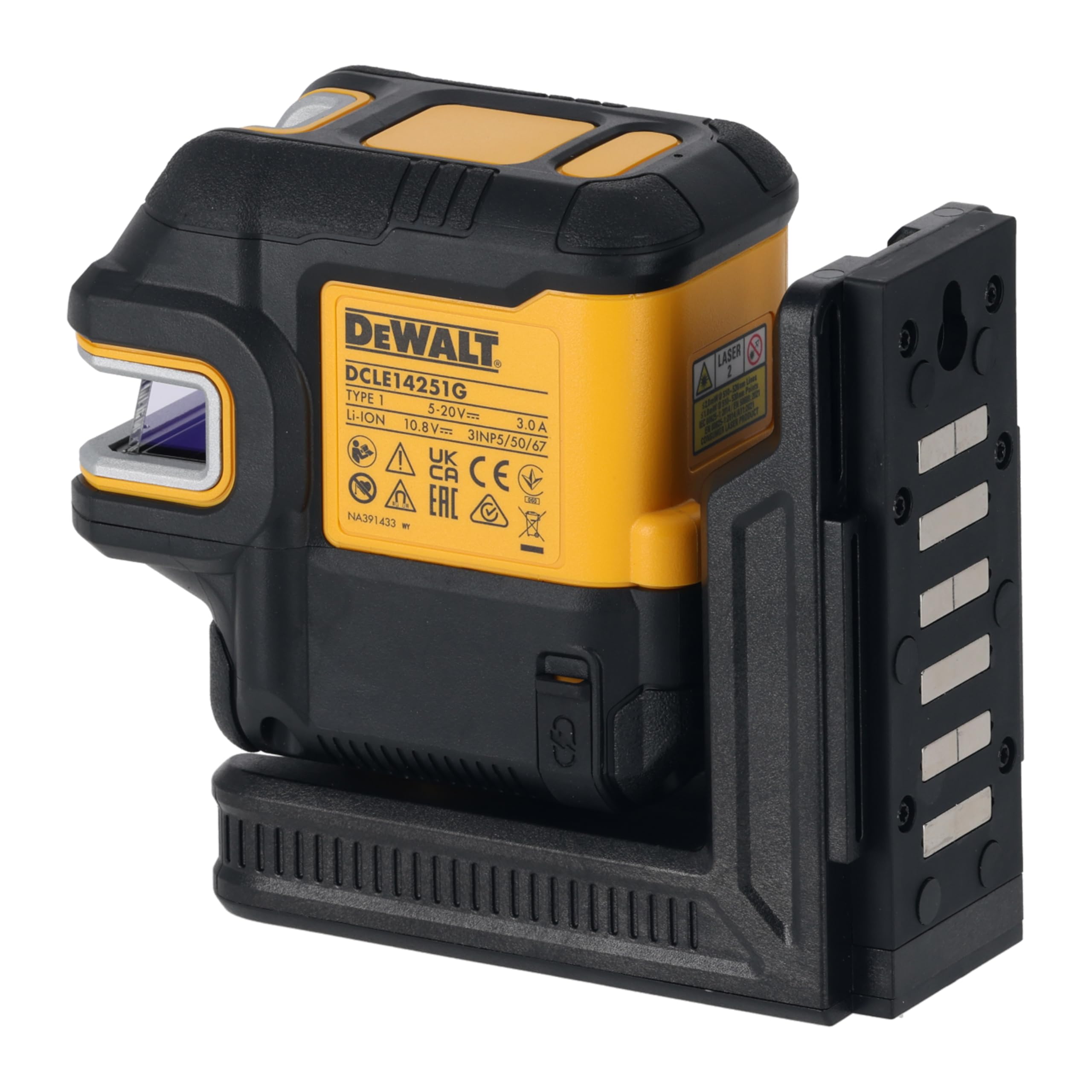 DEWALT Láser de Haz Verde de Línea Cruzada + 5 Puntos USB, DCLE14251GB-XJ