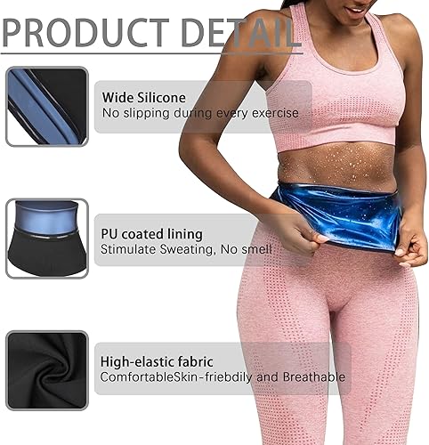 Miniatura 2 de Faja reductora de cintura para mujer, cinturón de sauna sin neopreno, cinturón adelgazante para sauna, traje de entrenamiento