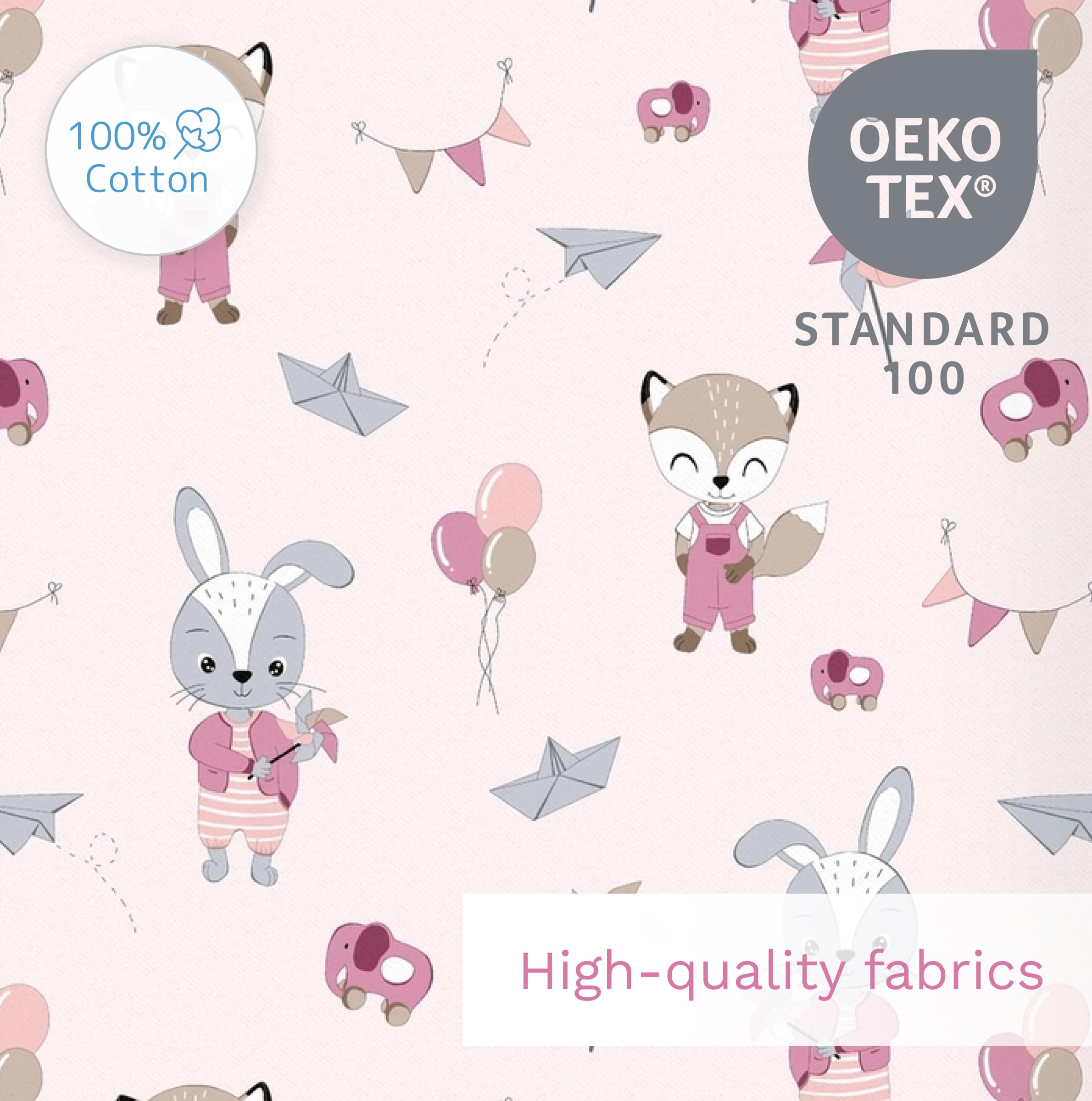 Baby Comfort 4 Piece Toddler Kids Cot Bed Set 120x90 cm Duvet Pillow Duvet Cover Pillowcase 12M+ (Foxes and rabbits) — view 6