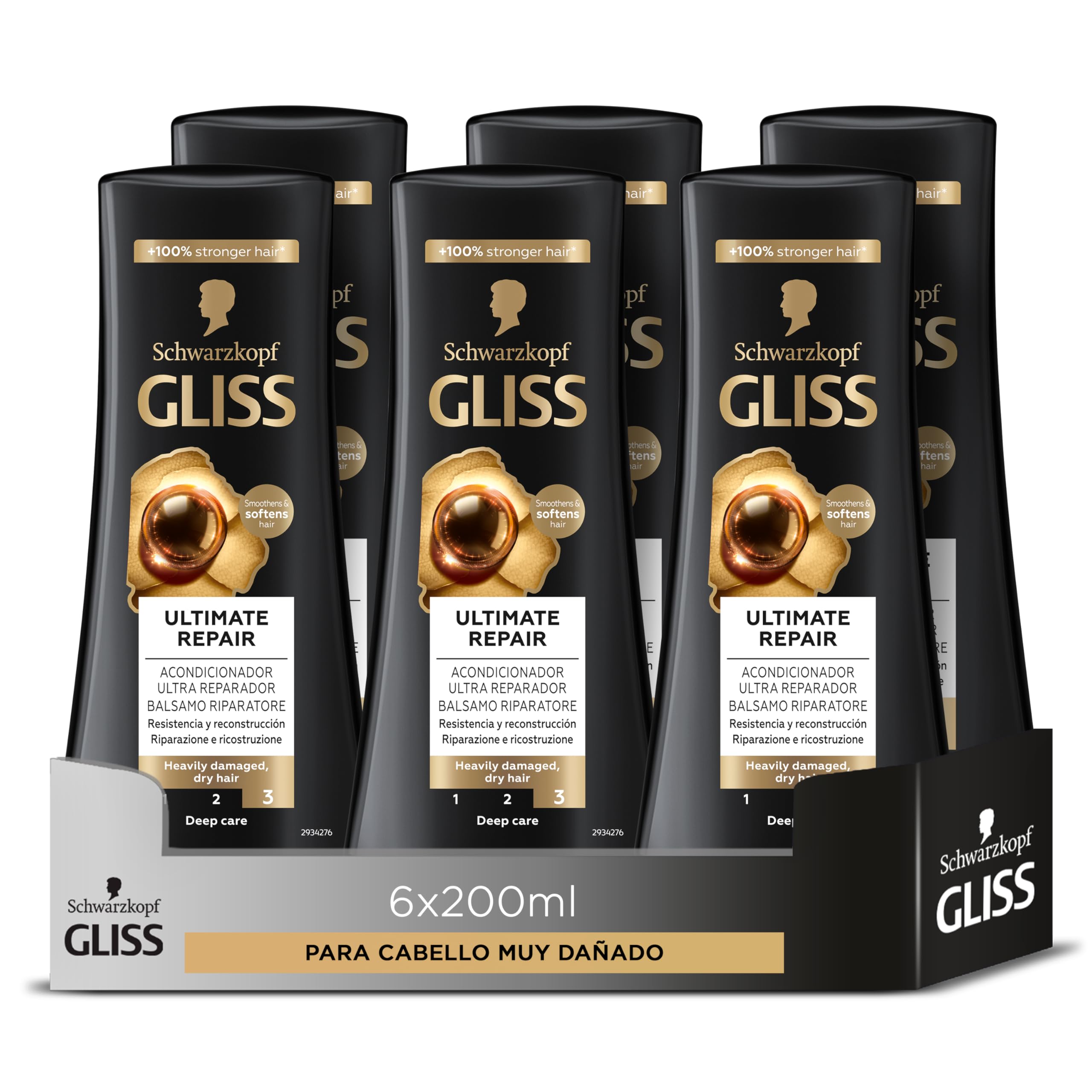 Gliss Conditioner Ultimate Repair – Package of 6 x 200 ml – Total: 1200 ml