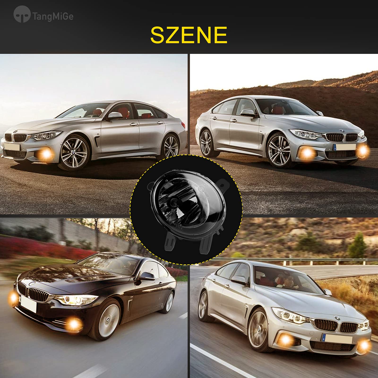 TangMiGe Fendinebbia compatibile con BMW (F20 F21 F22 F23 F30 F31 F32 F33 F34 F36 F45 F46, Active Gran Tourer Turismo Coupe), Serie 1 2 3 4, 11/2010-02/2017, 1 Paio (Fumo Nero)