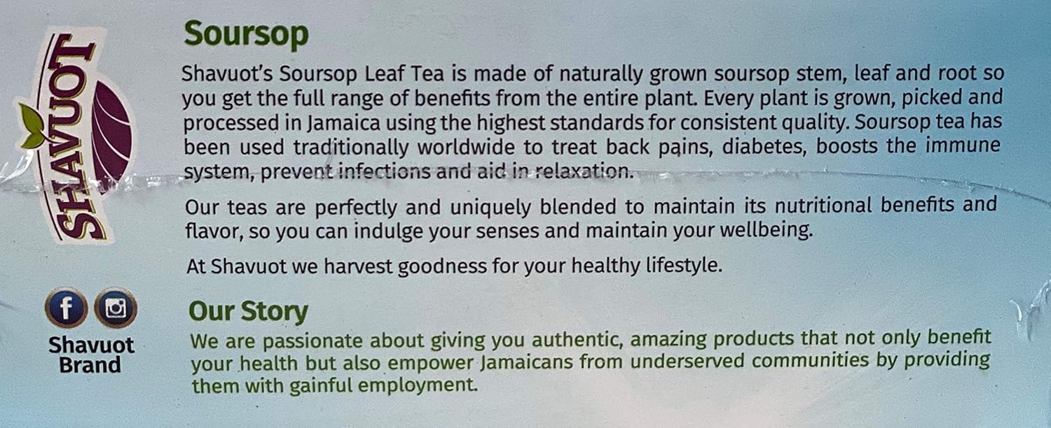 Shavuot Soursop (Graviola) Jamaican Herbal Tea Pack of 3 Packaged w/O Datz Good
