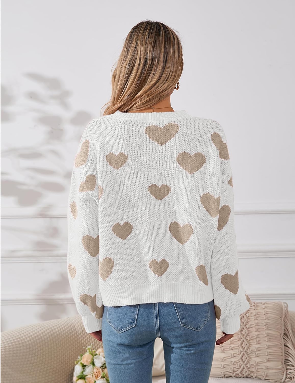 Womens Valentine Heart Sweater 2026 Valentines Day Trendy Cute Oversized Long Sleeve Pullover Sweaters - Image 3