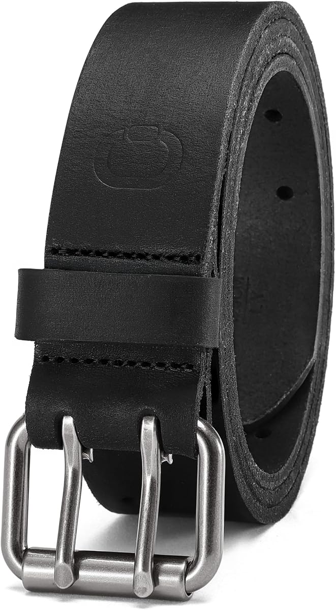 CHAOREN Cinturones de trabajo para hombres, cinturón de cuero resistente para uso diario | Cuero genuino, hebilla sólida, ropa casual, vestido diario, caja de regalo