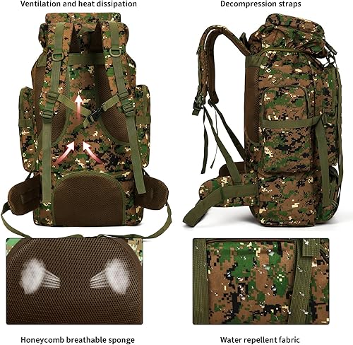 Miniatura 3 de Mochila de senderismo W WINTMING para hombres 70L100L, mochila de campamento, mochila militar Molle, paquete de asalto de 3 días para escalada
