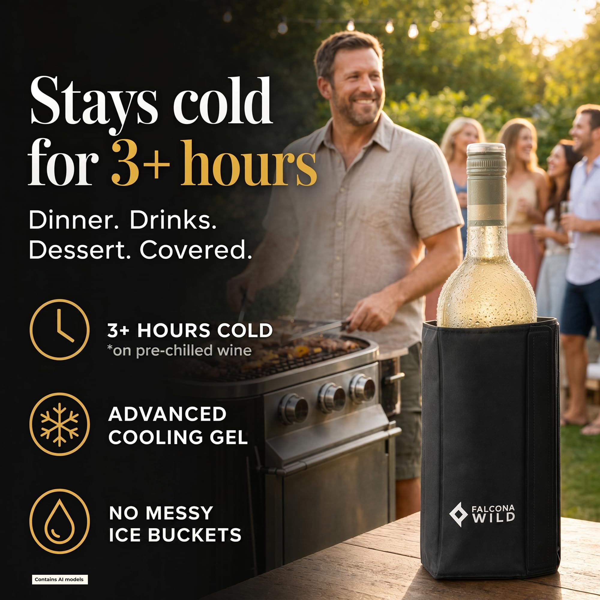 Wine Cooler Sleeve - Fits Wine and Champagne Bottles – Chiller Ice Sleeve — Amazon image 4