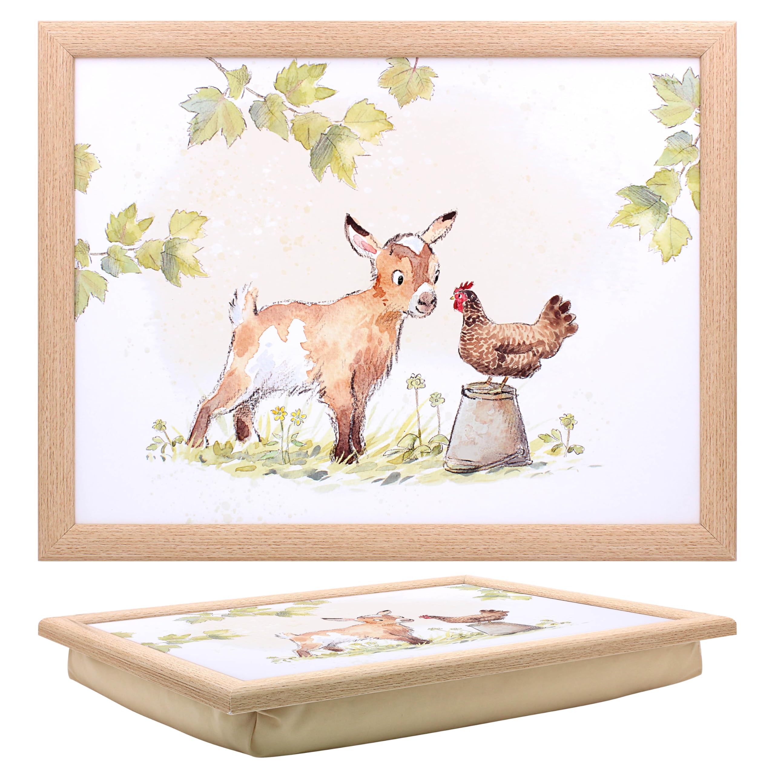 The Leonardo Collection Paper Shed Goat & Hen Laptray | Bean Bag Tray for Meals | Stylish Food Tray for Dinner or Breakfast | Perfect for Home Comfort
