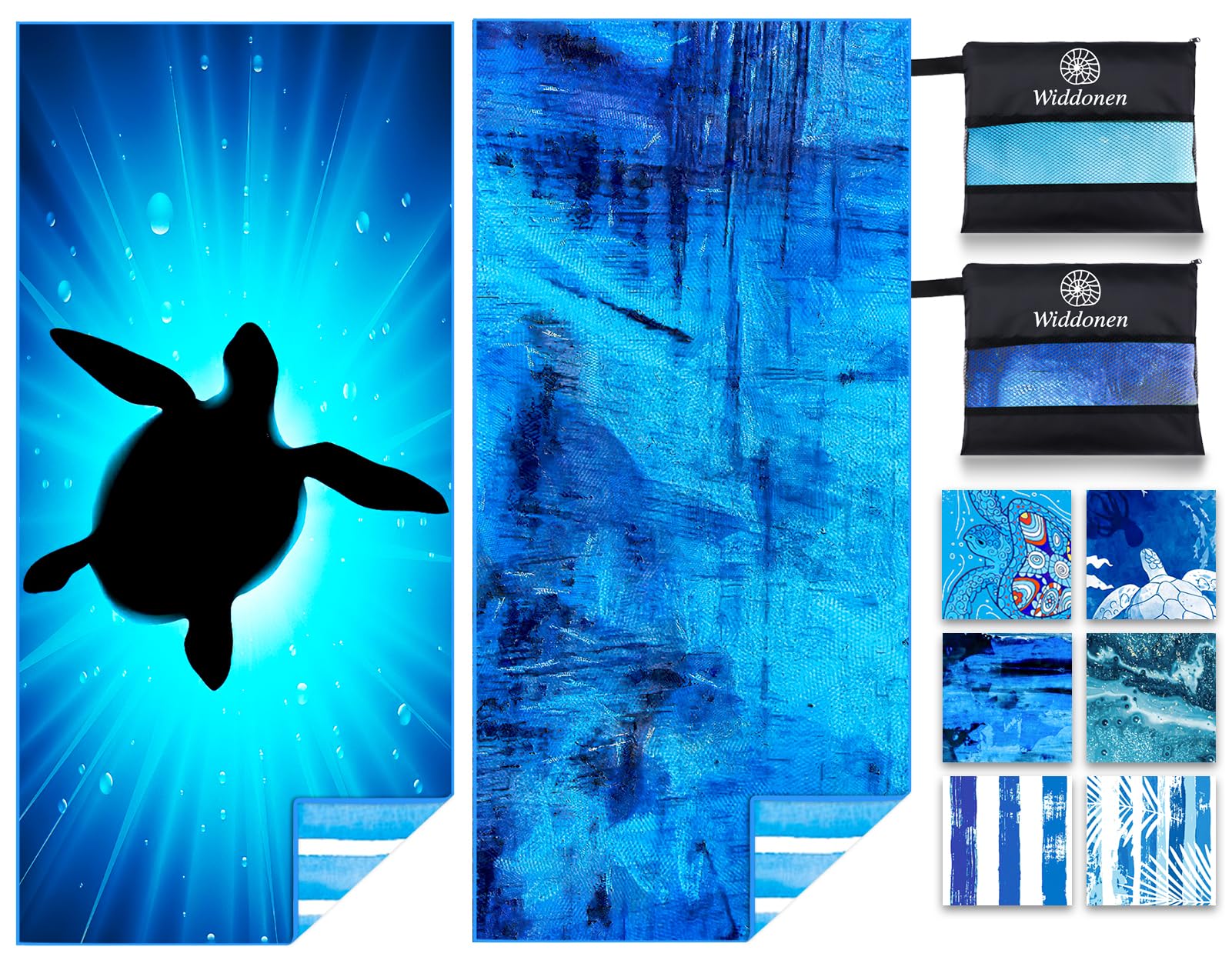 Widdonen Lightweight Thin Microfiber Beach Towel Sand Free Quick Dry Absorbent Compact Soft Pool Swim Travel Towels Extra Large Oversized Beach Accessories Packable Essentials Stuff Gifts for Adult