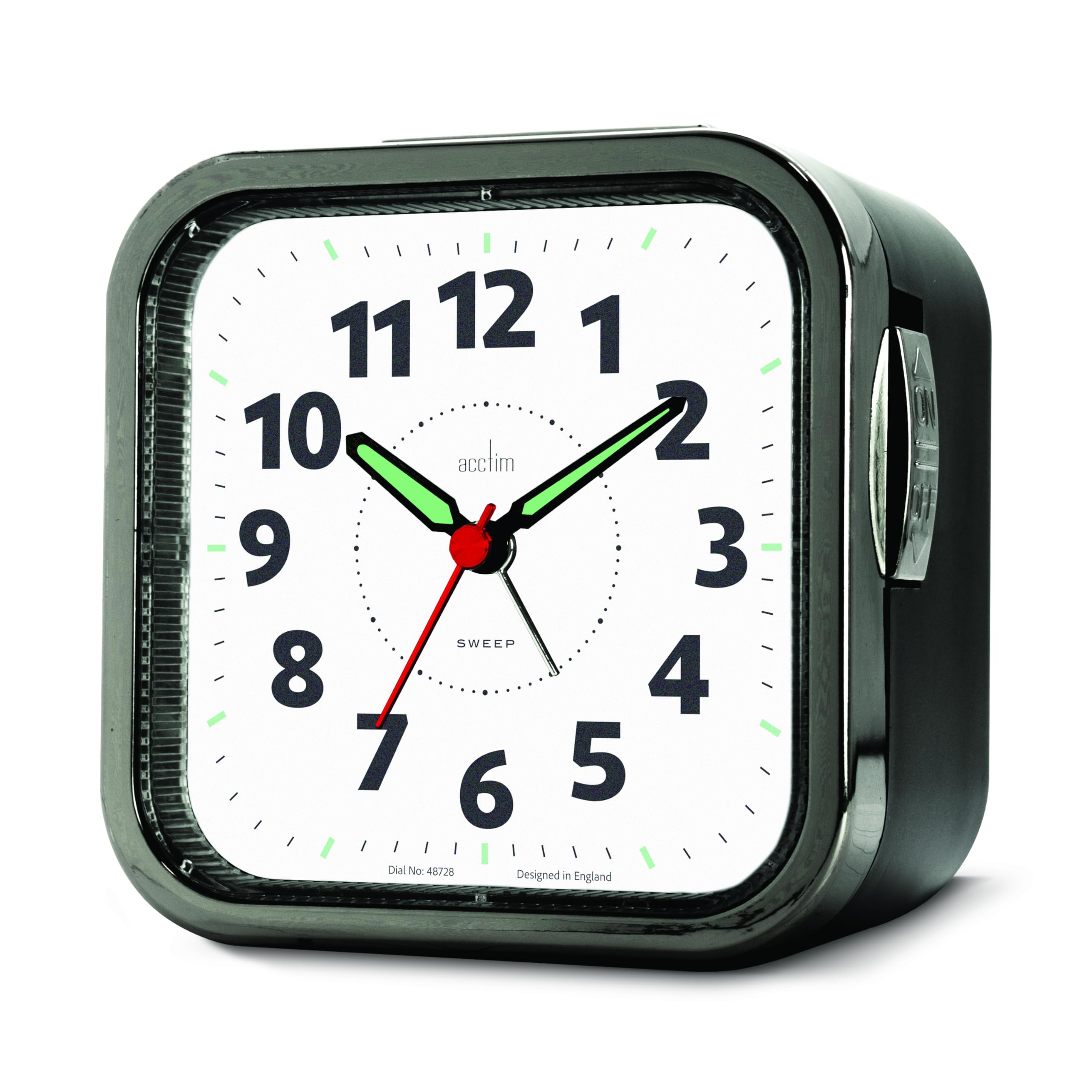 Acctim Otis Non-Ticking Sweep Bell Alarm Clock (Black/Gunmetal)